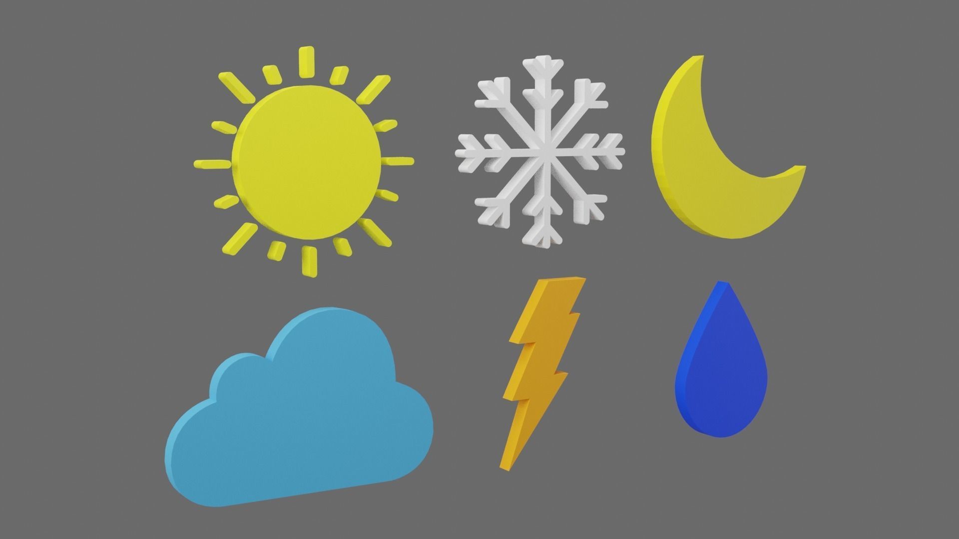 Weather Icon Pack Low-poly 3D model_2