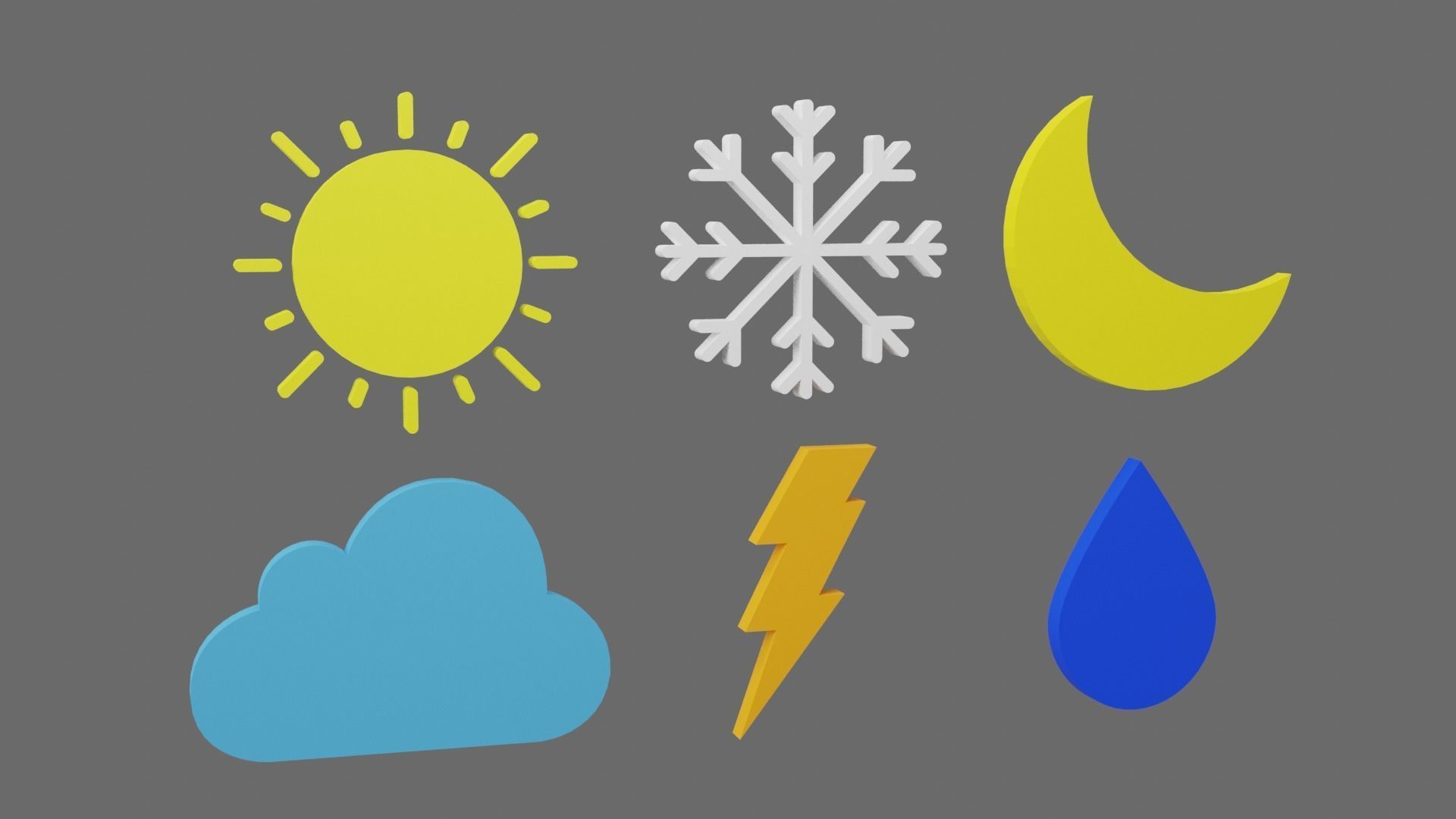 Weather Icon Pack Low-poly 3D model_1