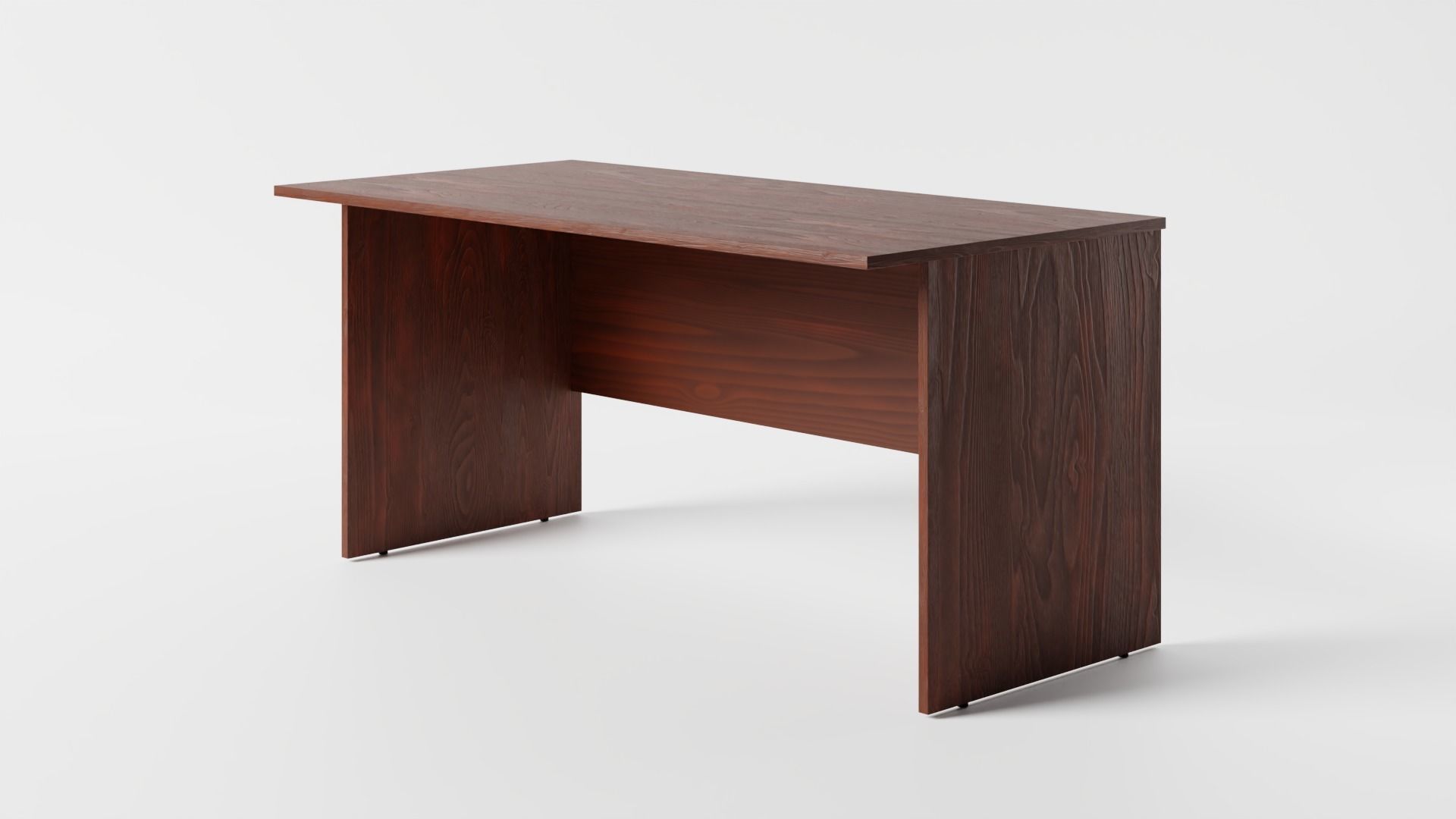 Wood Desk Unit 3D model_2