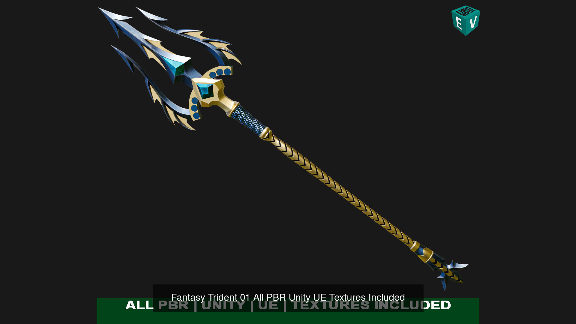 6 Fantasy Tridents All PBR Unity UE Textures Included 3D Model Collection_4