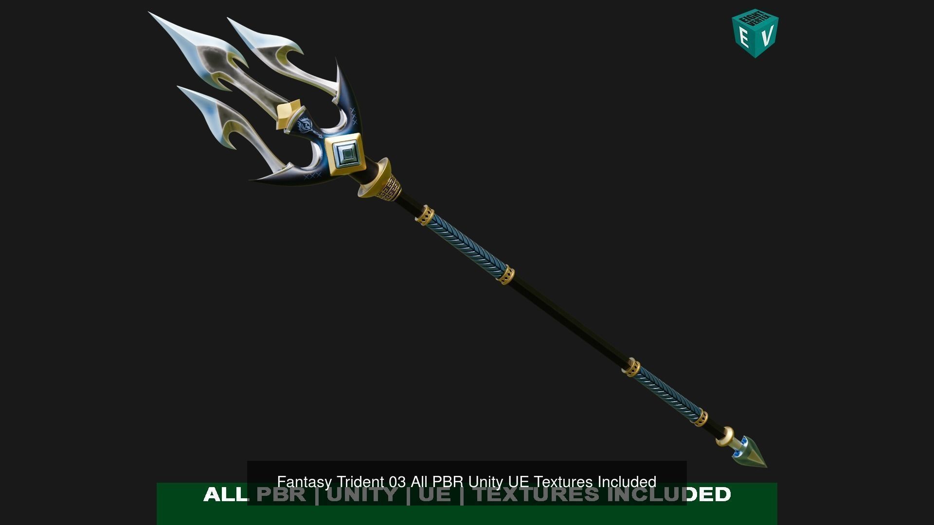 6 Fantasy Tridents All PBR Unity UE Textures Included 3D Model Collection_11