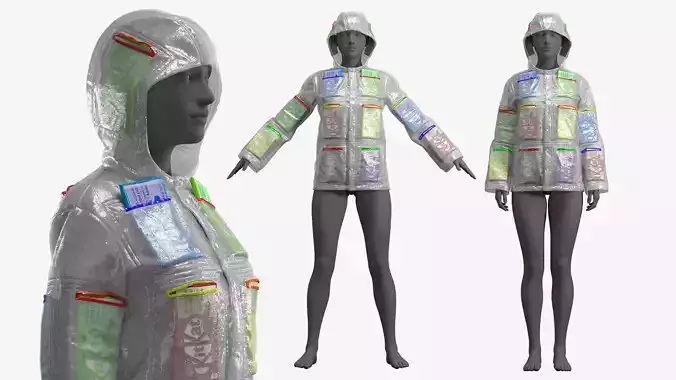Raincoat with Kitkats Fitted to Gen8 Body Mesh