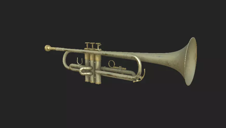 Trumpet 4K PBR GameReady Low-poly 3D model_0