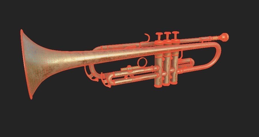 Trumpet 4K PBR GameReady Low-poly 3D model_5