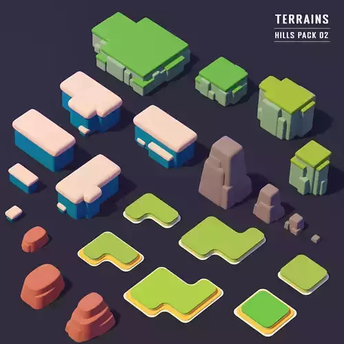 Terrain - Hills Pack 02 Stylized 3D 3D model