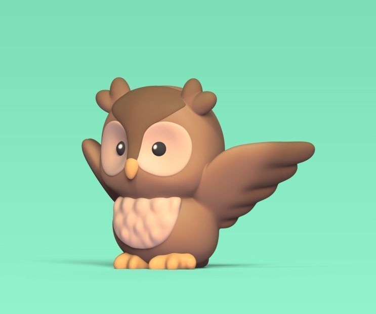 Owl Open Wings 3D print model_1