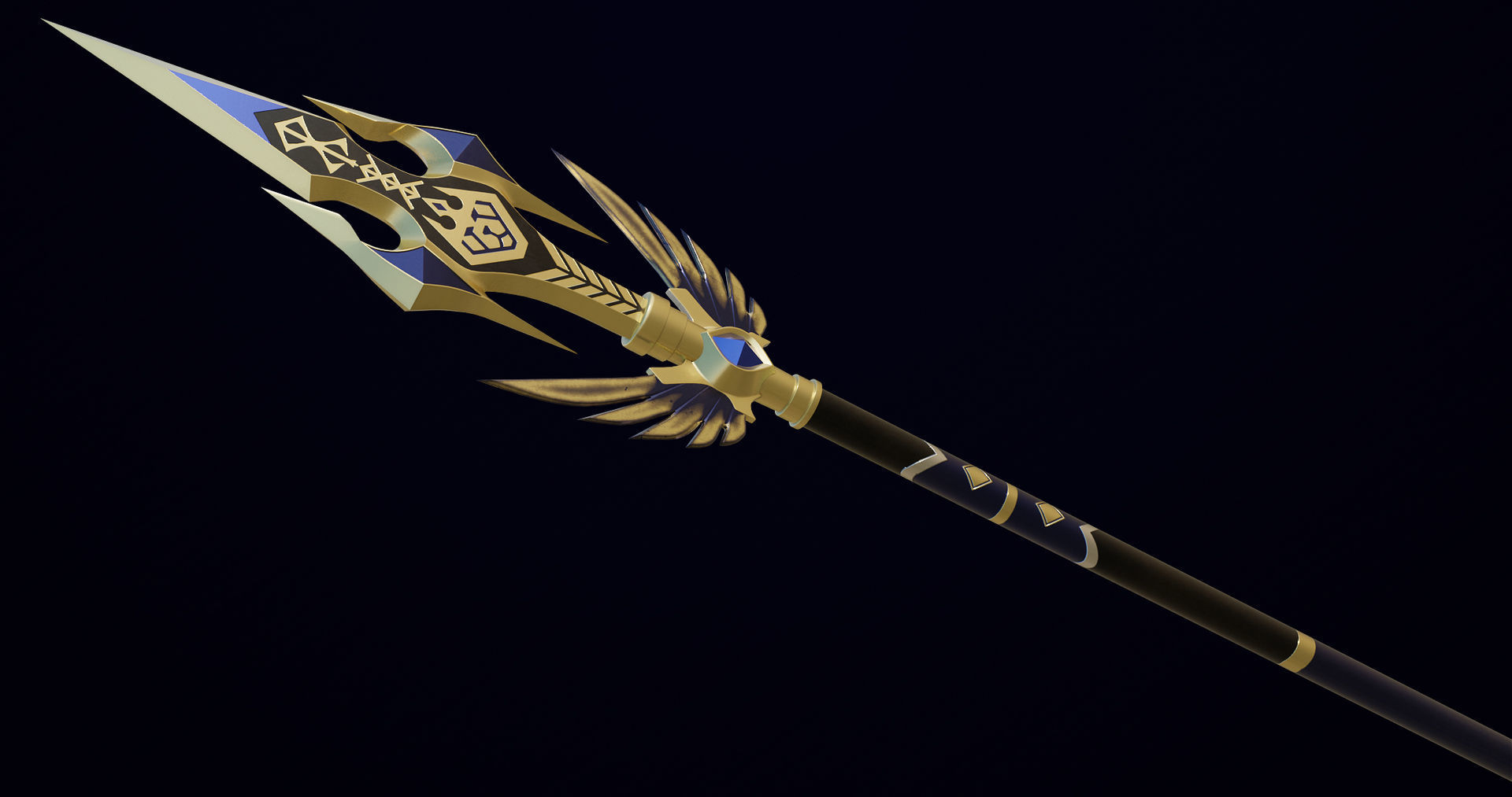 Fantasy Trident 05 All PBR Unity UE Textures Included Low-poly 3D model_6