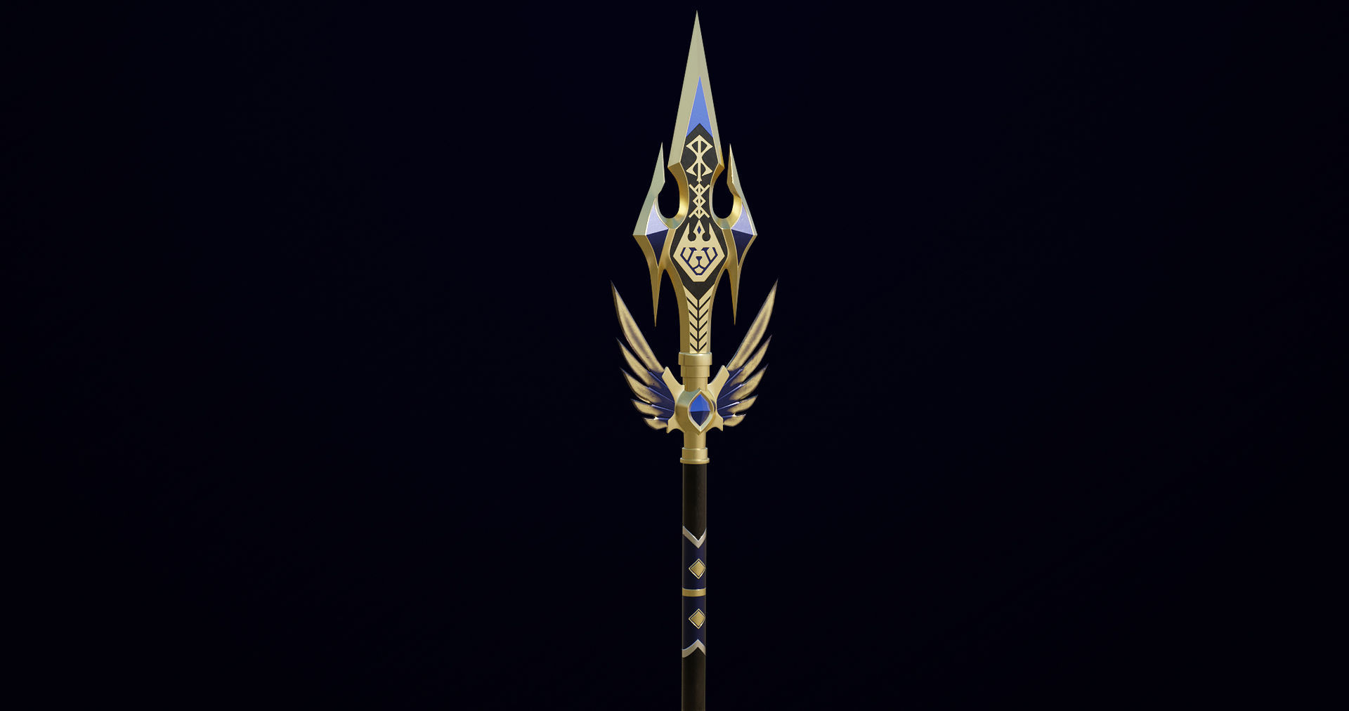 Fantasy Trident 05 All PBR Unity UE Textures Included Low-poly 3D model_8