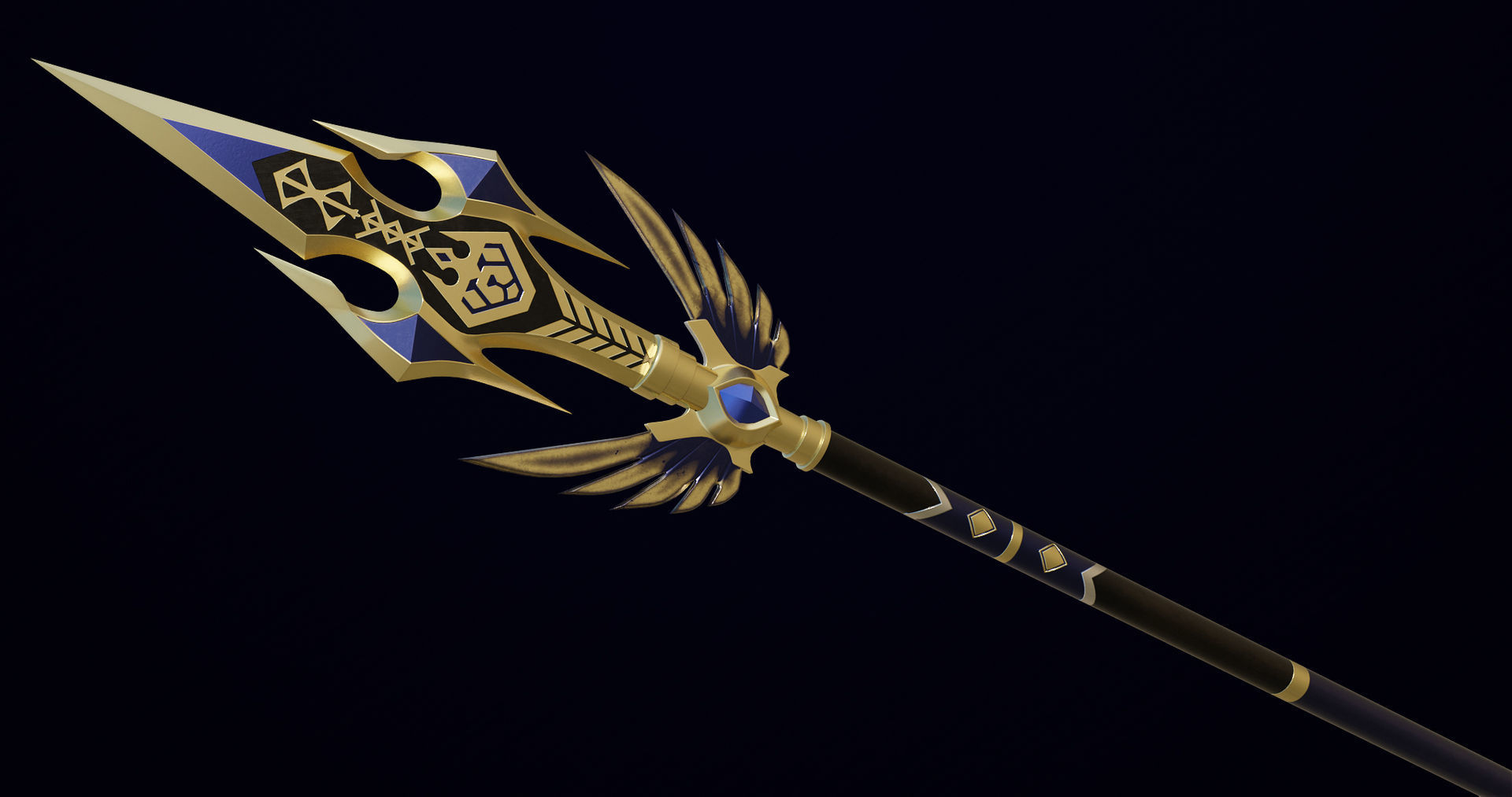 Fantasy Trident 05 All PBR Unity UE Textures Included Low-poly 3D model_5