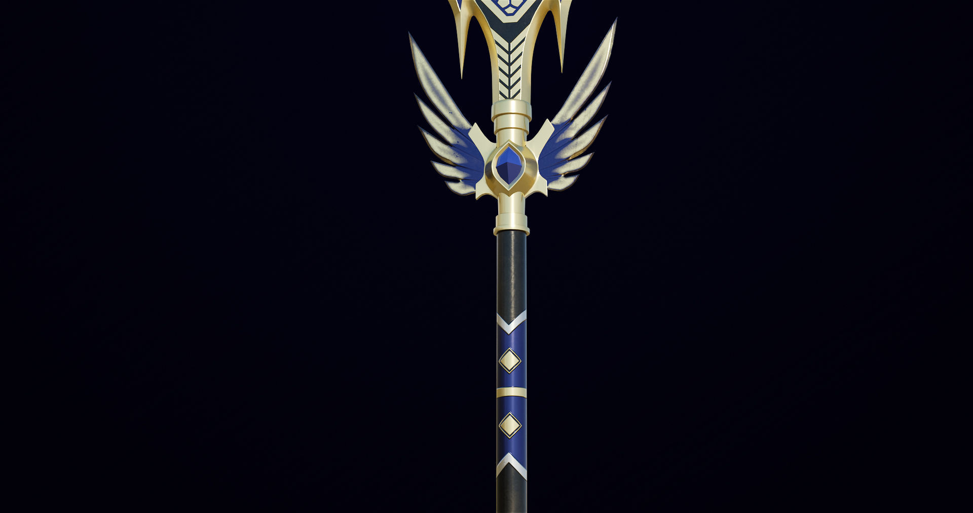 Fantasy Trident 05 All PBR Unity UE Textures Included Low-poly 3D model_9