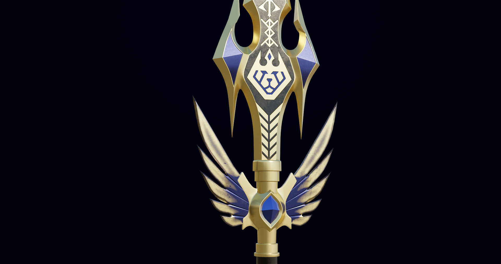 Fantasy Trident 05 All PBR Unity UE Textures Included Low-poly 3D model_10