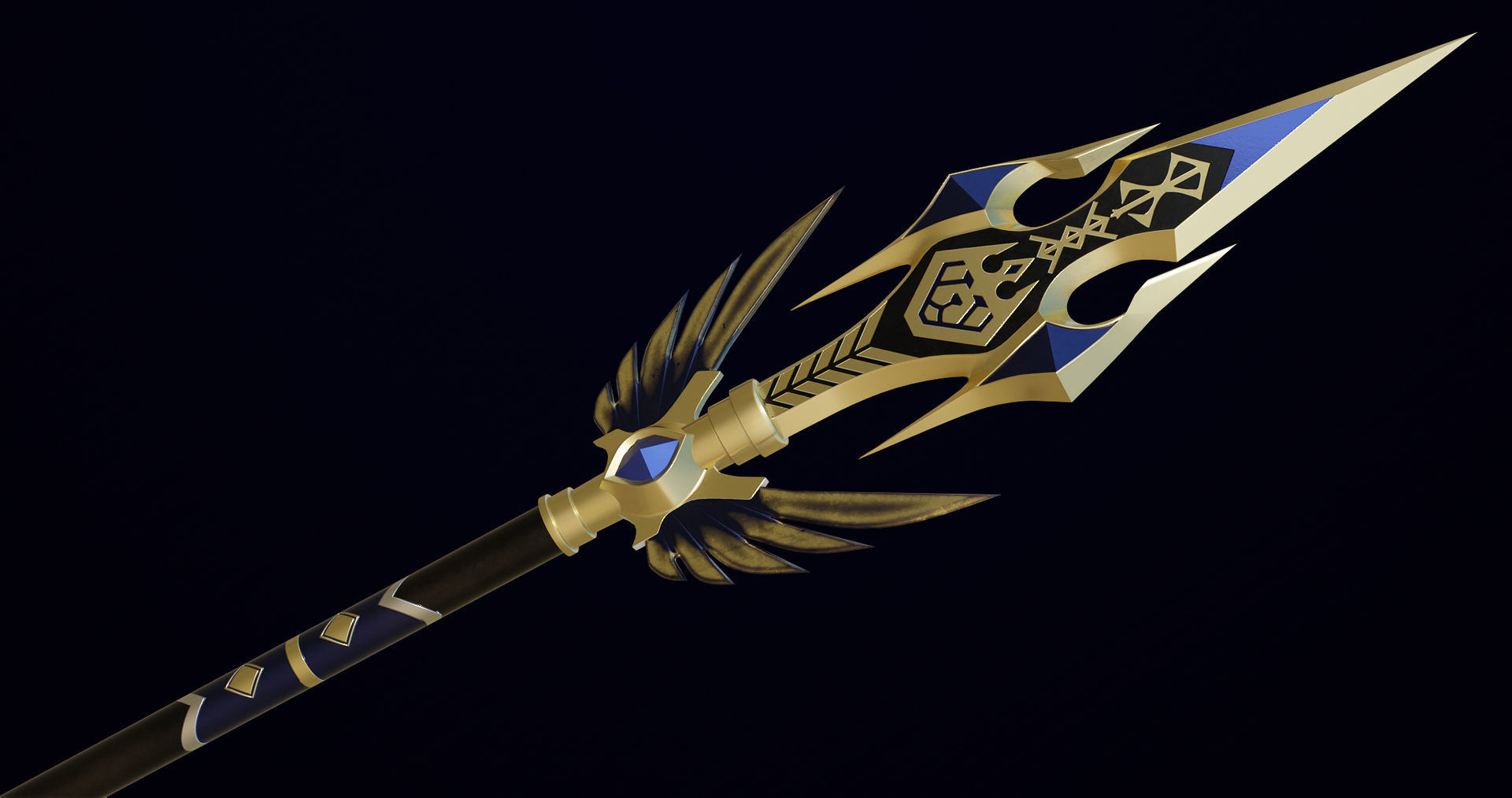 Fantasy Trident 05 All PBR Unity UE Textures Included Low-poly 3D model_13