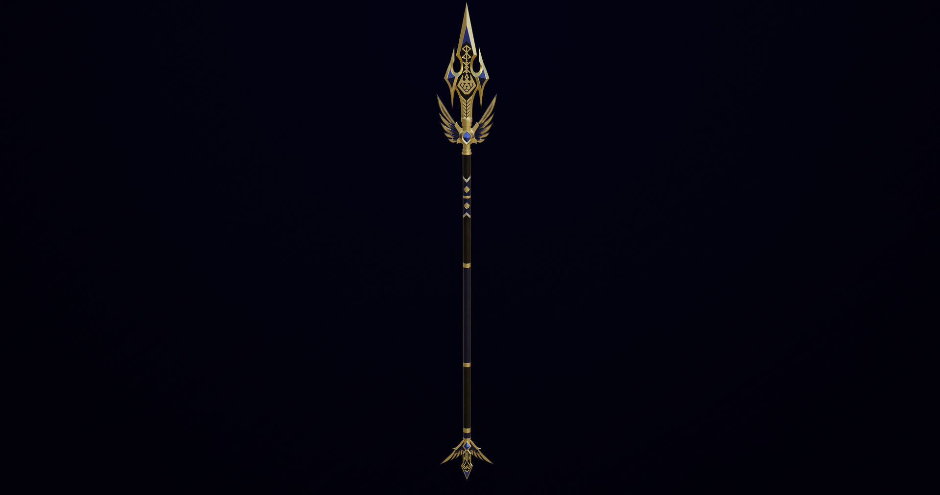 Fantasy Trident 05 All PBR Unity UE Textures Included Low-poly 3D model_3