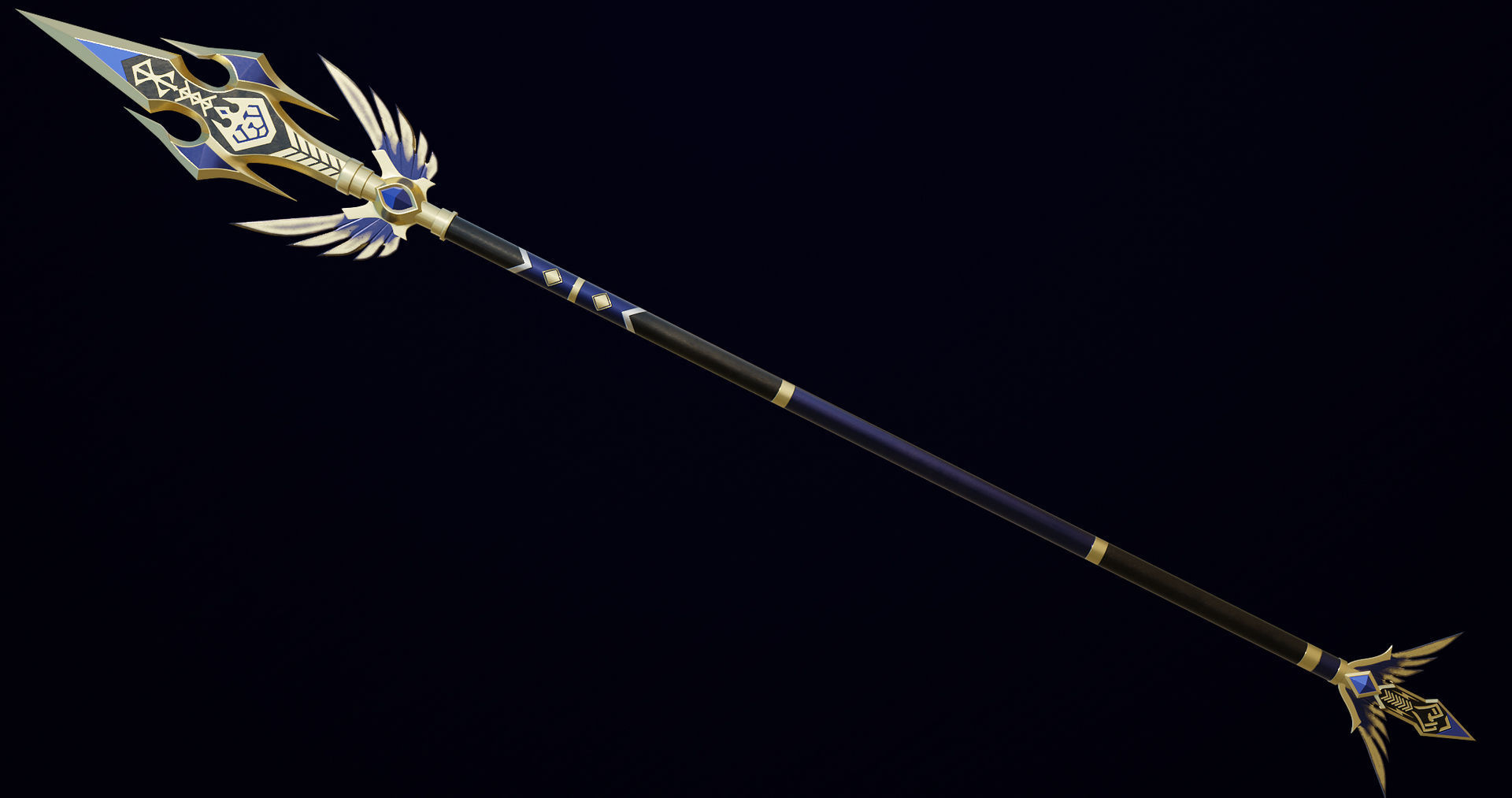 Fantasy Trident 05 All PBR Unity UE Textures Included Low-poly 3D model_4