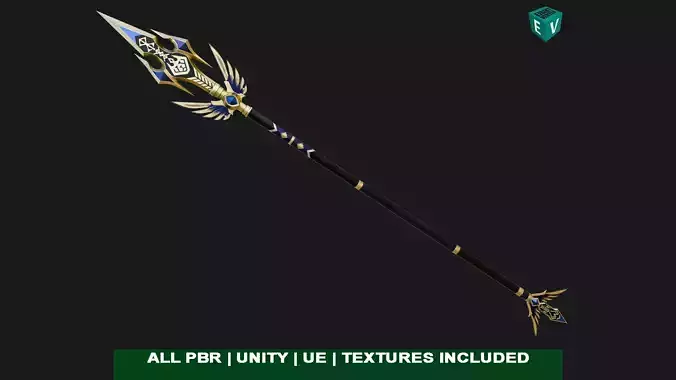 Fantasy Trident 05 All PBR Unity UE Textures Included Low-poly 3D model