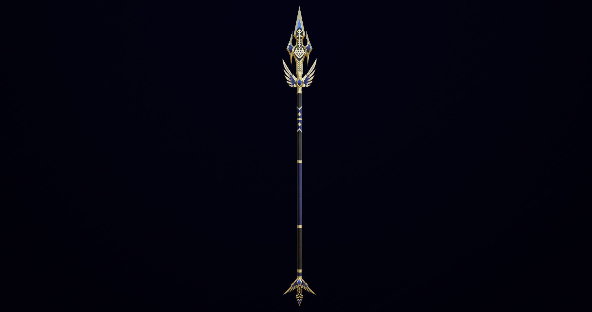 Fantasy Trident 05 All PBR Unity UE Textures Included Low-poly 3D model_1