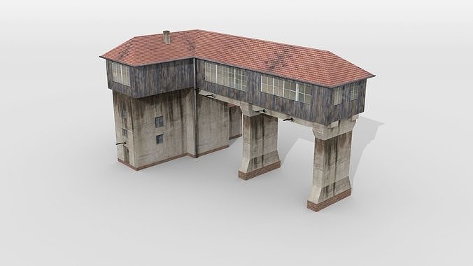 Old gantry signal tower Low-poly 3D model 6