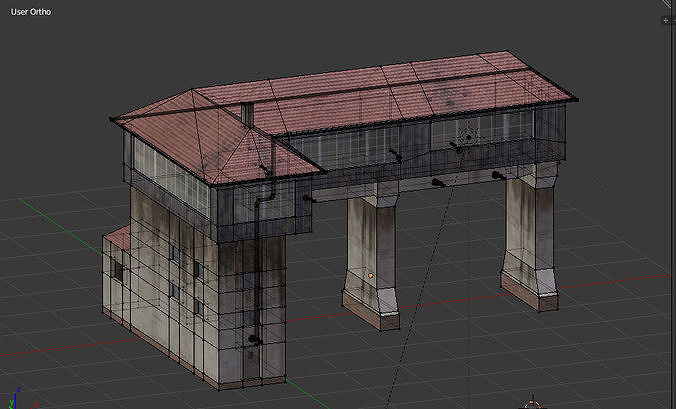 Old gantry signal tower Low-poly 3D model 7