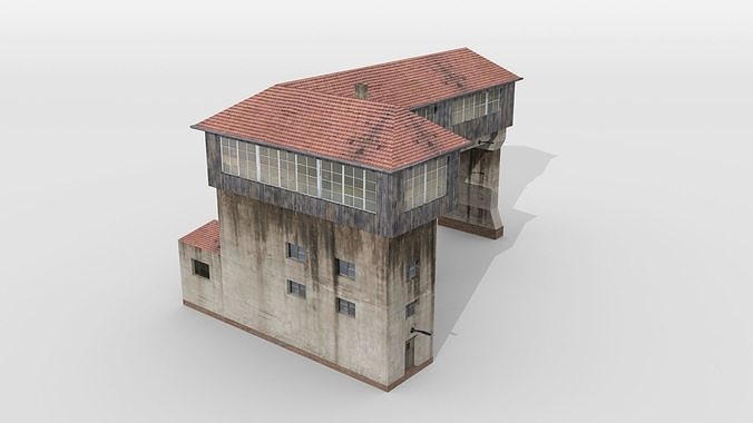 Old gantry signal tower Low-poly 3D model 2