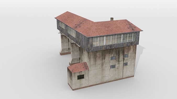 Old gantry signal tower Low-poly 3D model 3