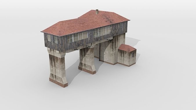 Old gantry signal tower Low-poly 3D model 5