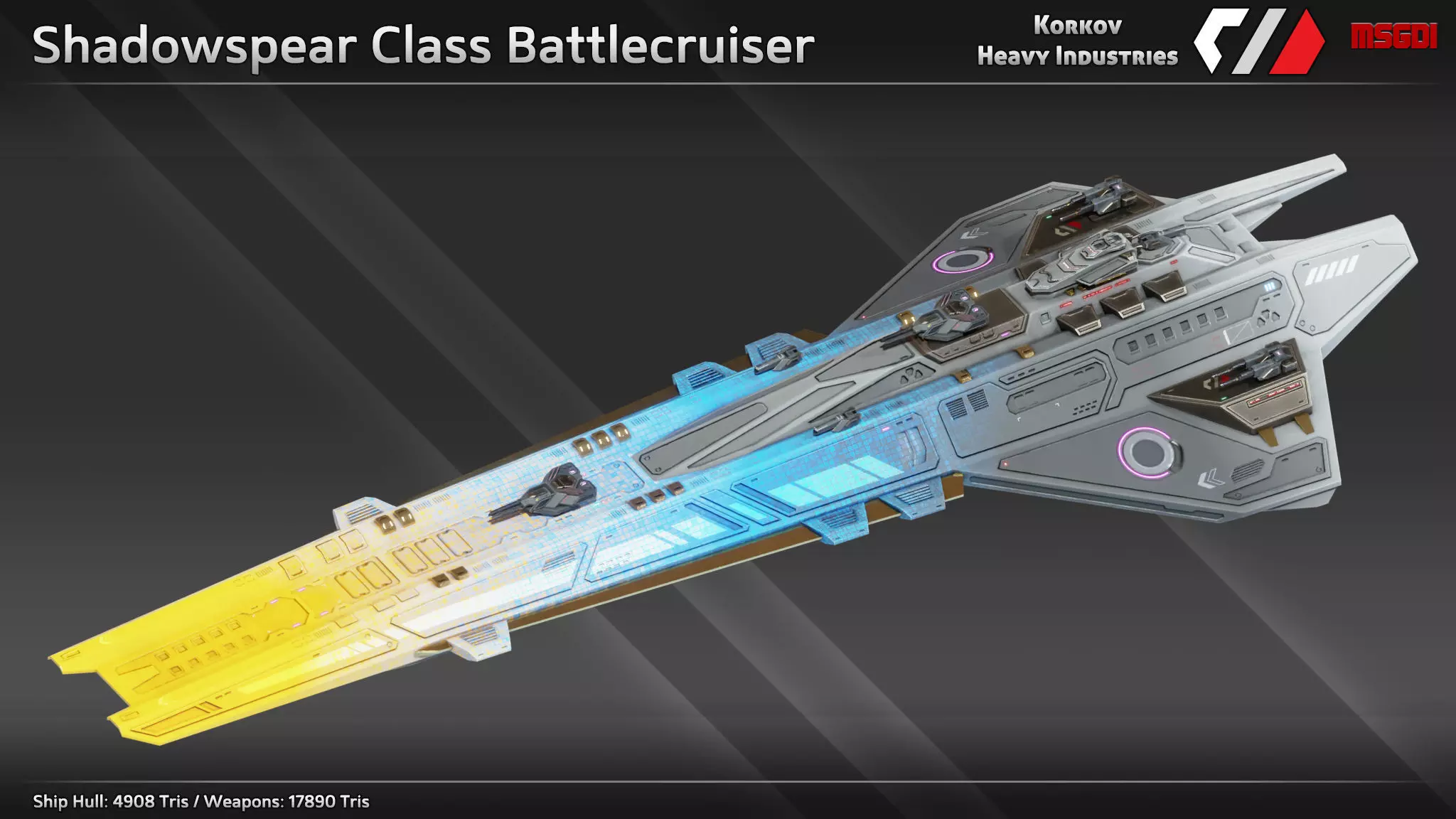 Spaceship Shadowspear Class Battlescruiser Low-poly 3D model_0