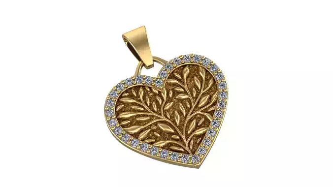 Flower Patterned Heart Pendant 3D print model