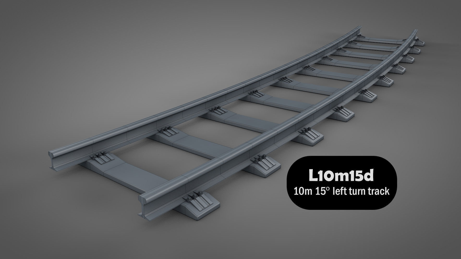Modular Railway Track Lite Collection Low-poly 3D model_6
