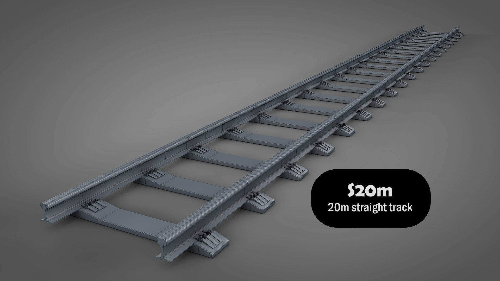 Modular Railway Track Lite Collection Low-poly 3D model_8