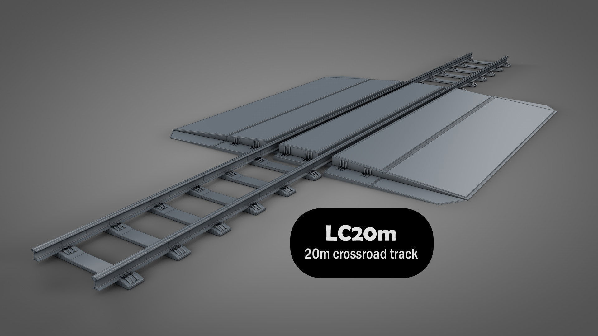 Modular Railway Track Lite Collection Low-poly 3D model_18