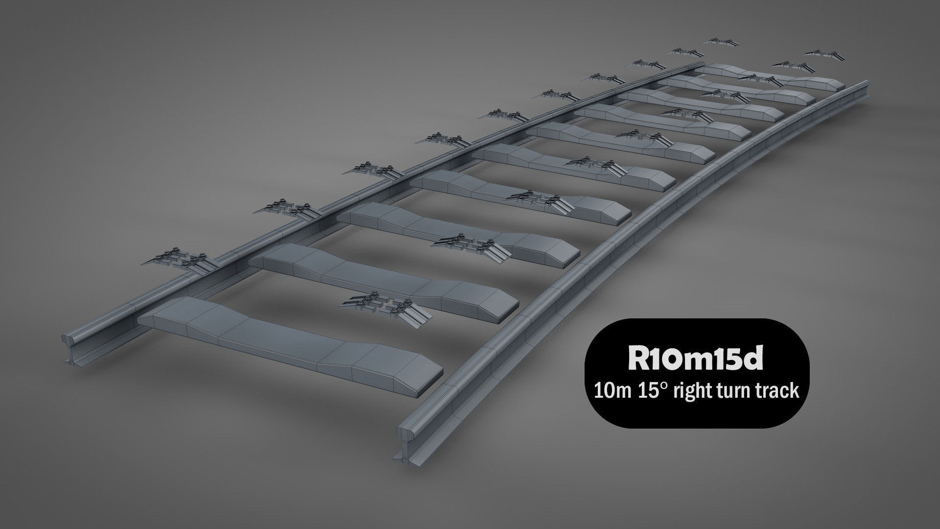Modular Railway Track Lite Collection Low-poly 3D model_5
