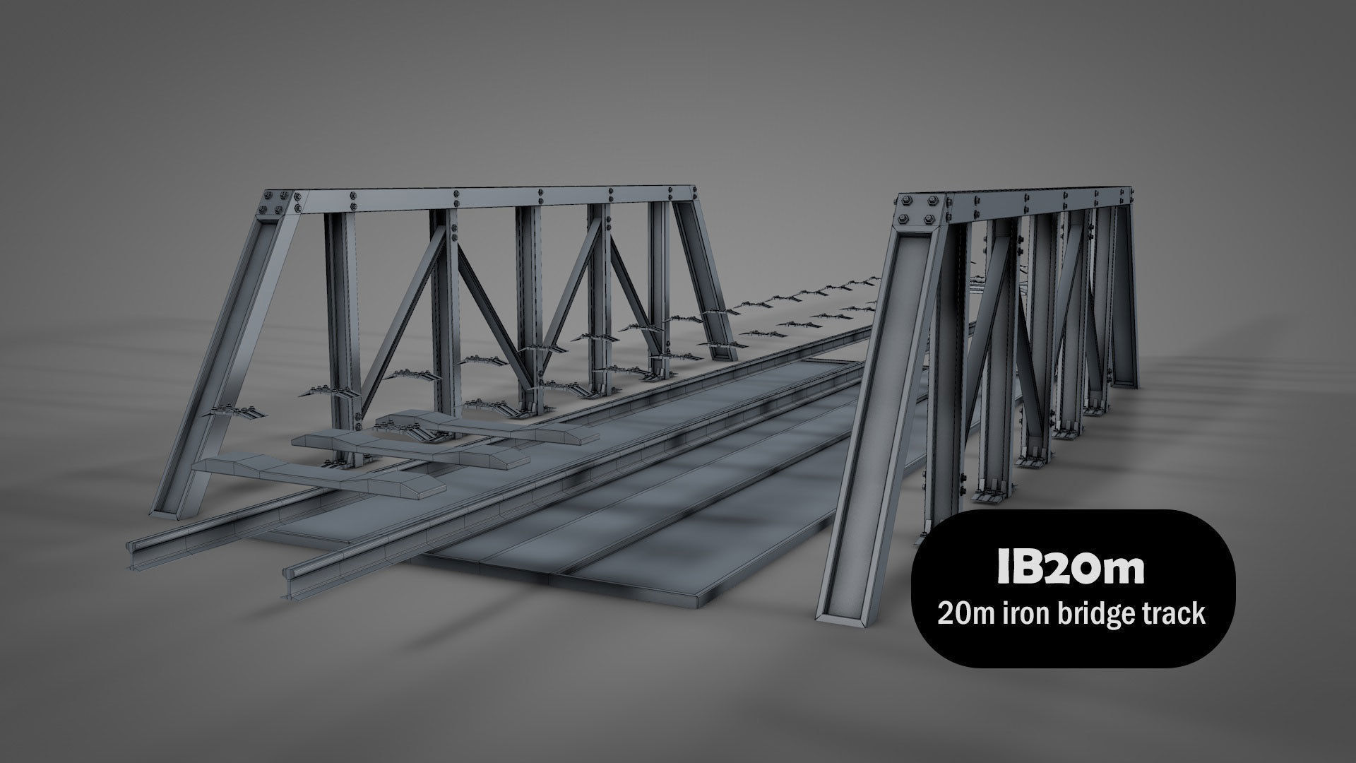 Modular Railway Track Lite Collection Low-poly 3D model_23