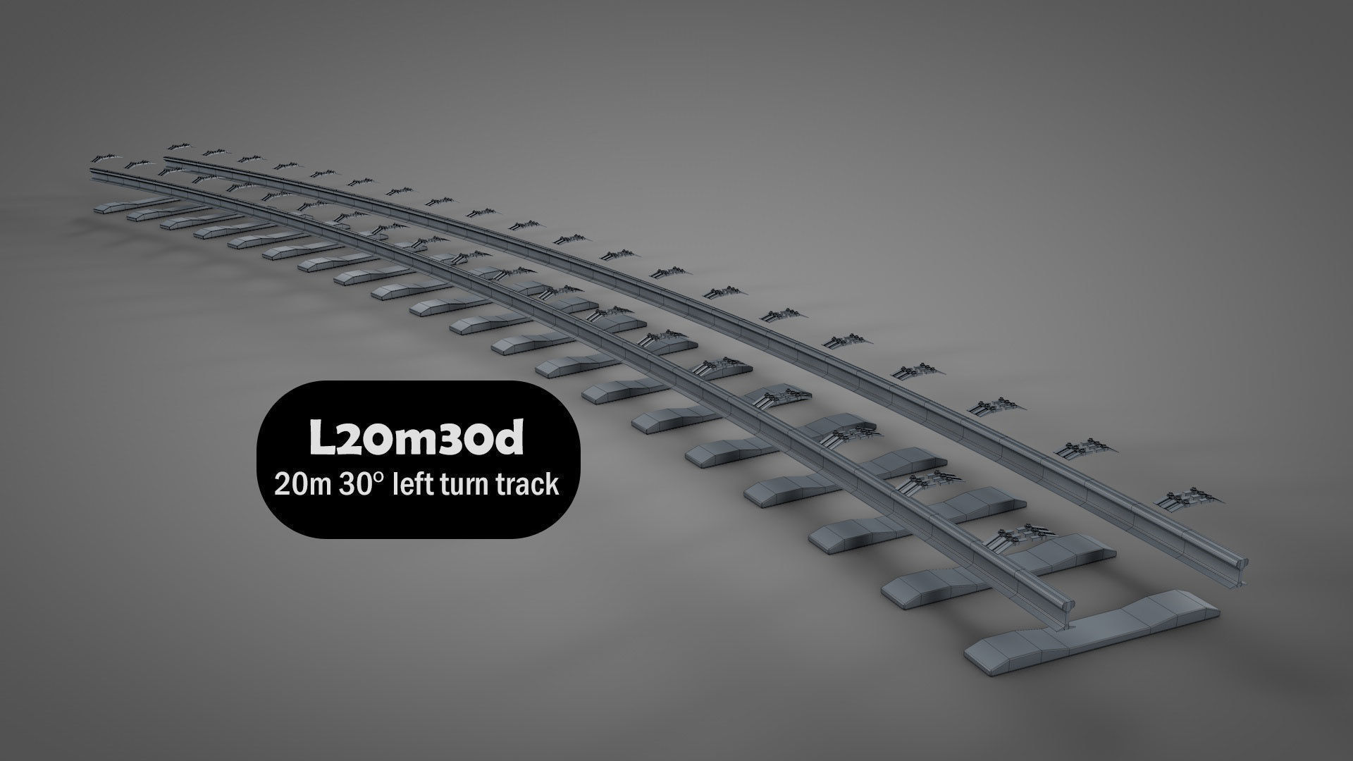 Modular Railway Track Lite Collection Low-poly 3D model_17