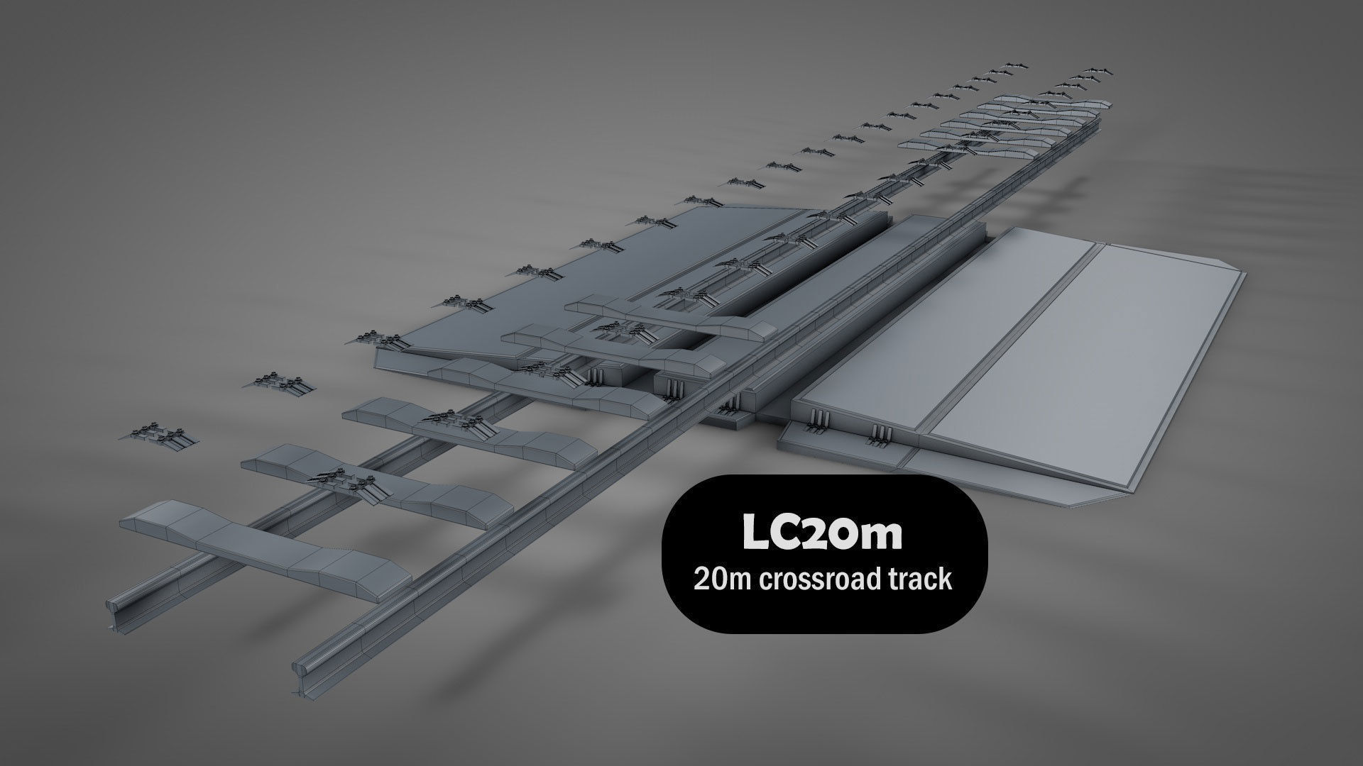Modular Railway Track Lite Collection Low-poly 3D model_19
