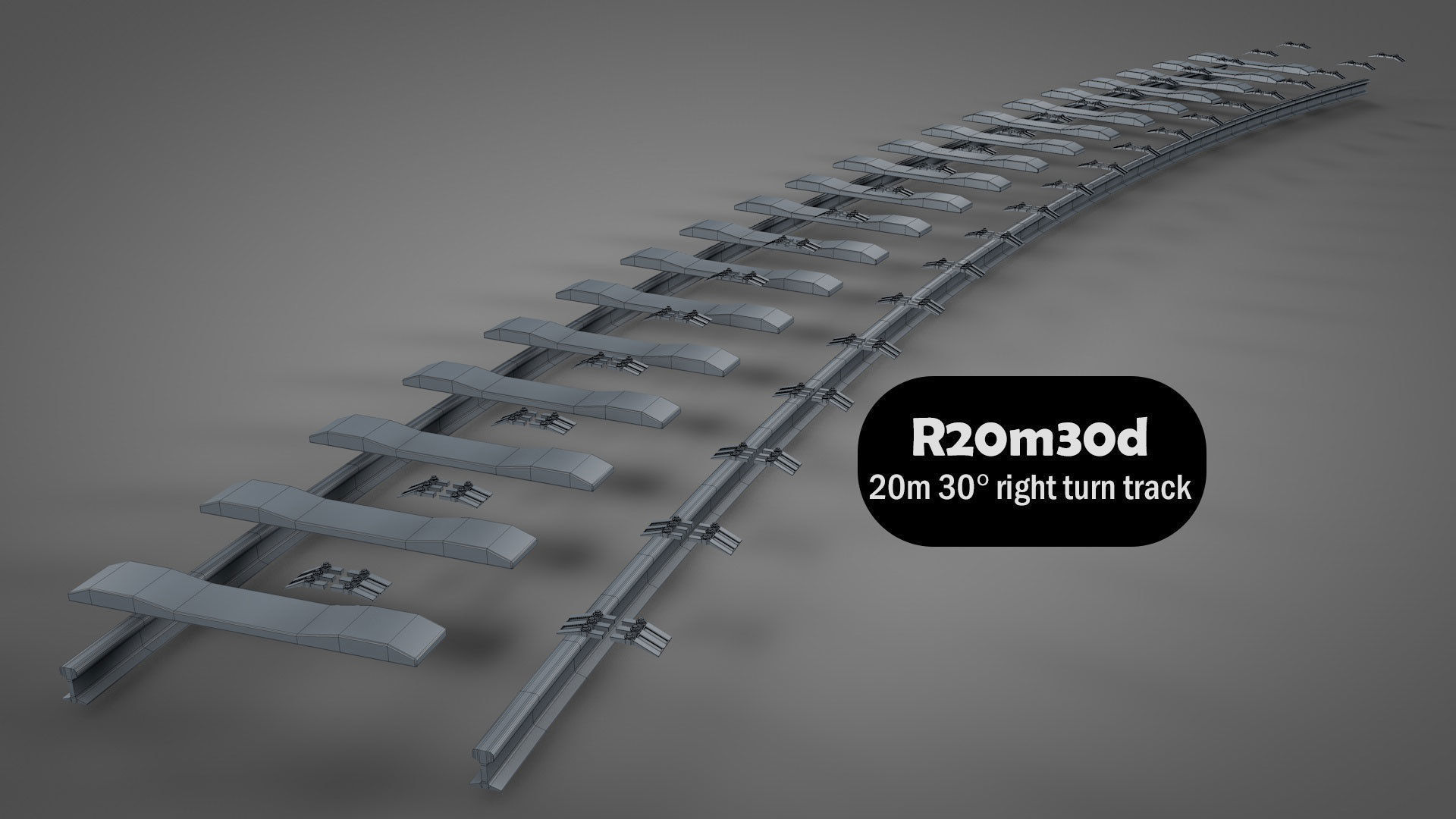 Modular Railway Track Lite Collection Low-poly 3D model_15