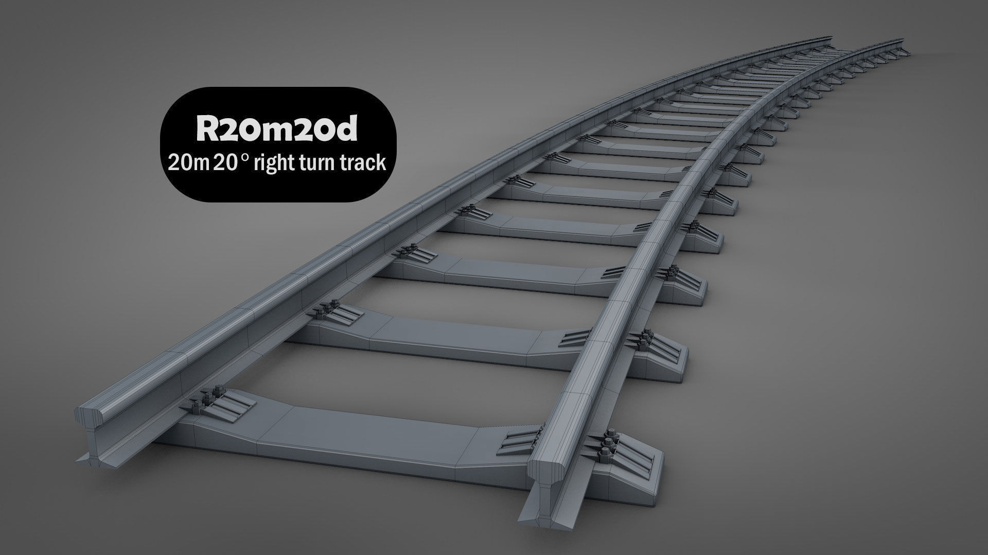 Modular Railway Track Lite Collection Low-poly 3D model_10