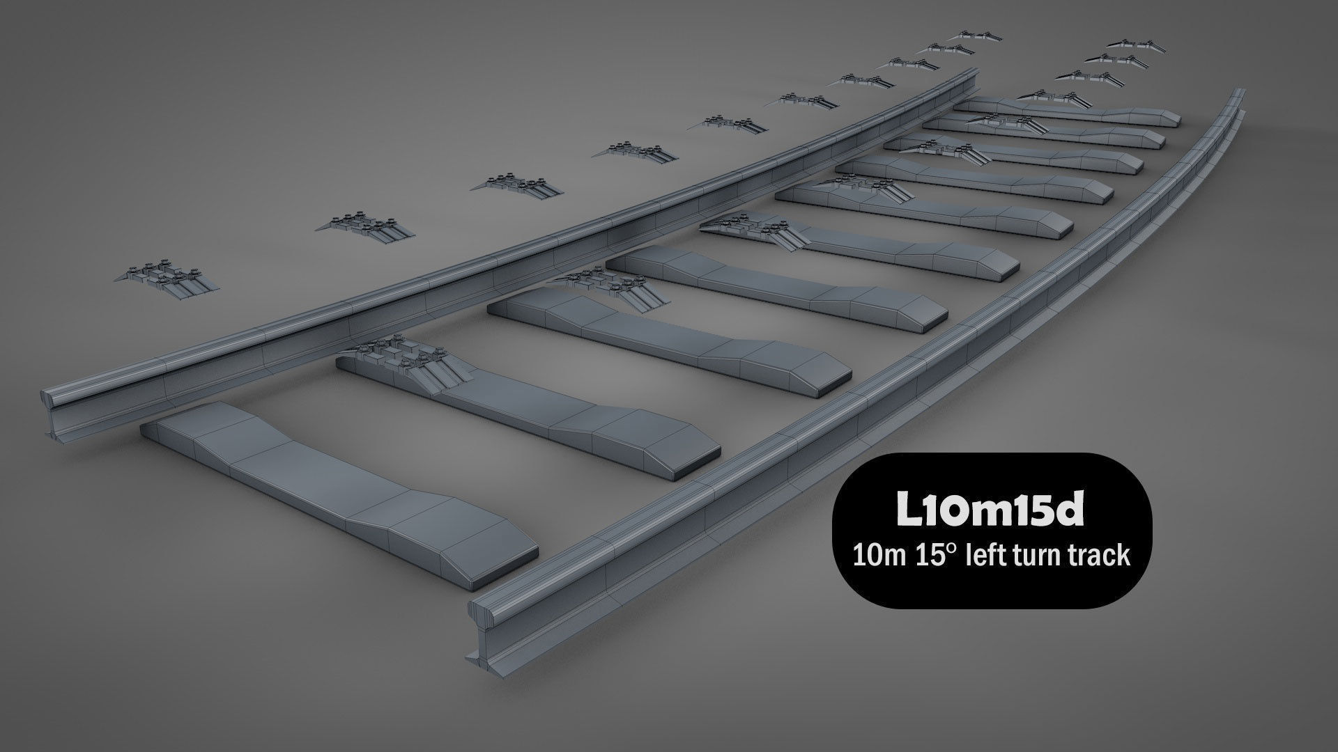 Modular Railway Track Lite Collection Low-poly 3D model_7