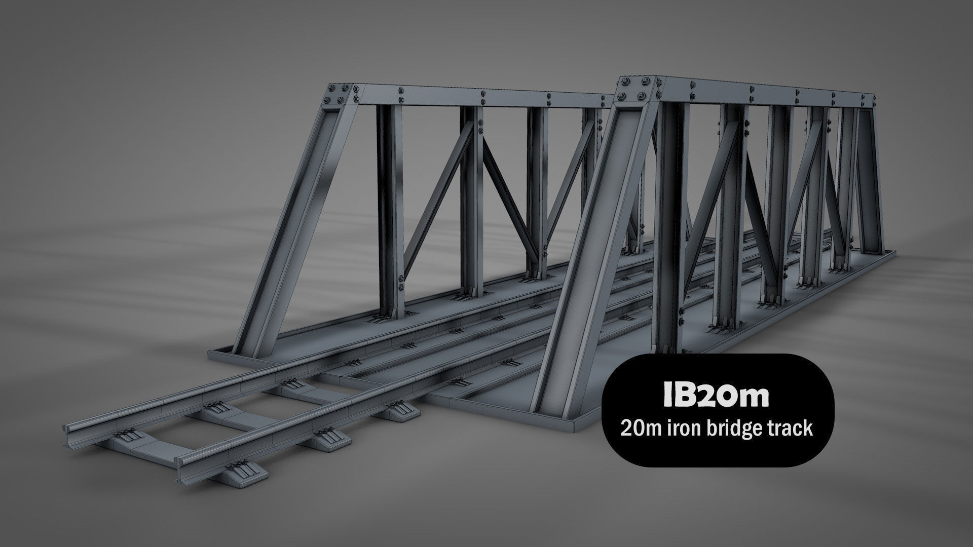 Modular Railway Track Lite Collection Low-poly 3D model_22