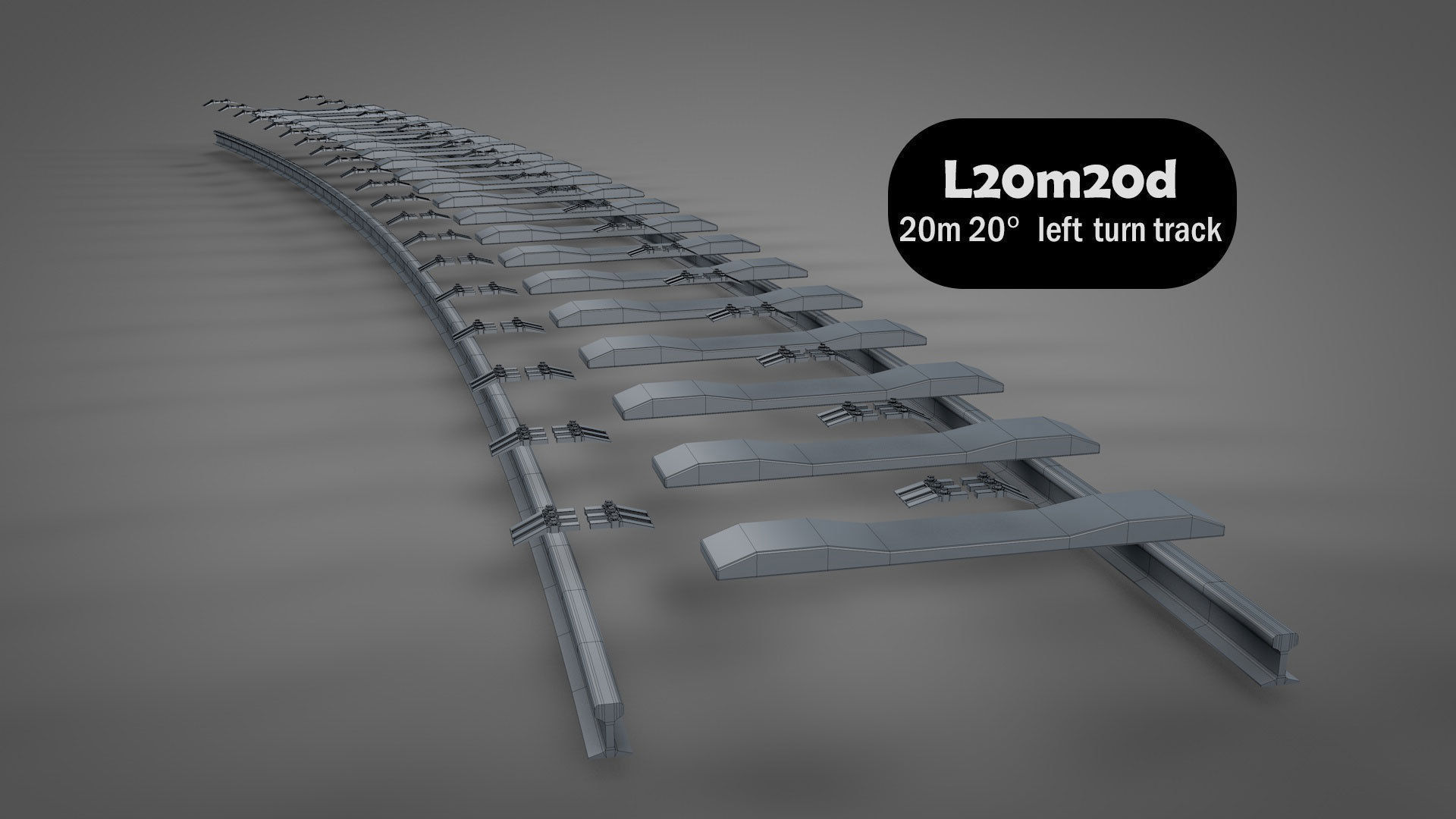 Modular Railway Track Lite Collection Low-poly 3D model_13