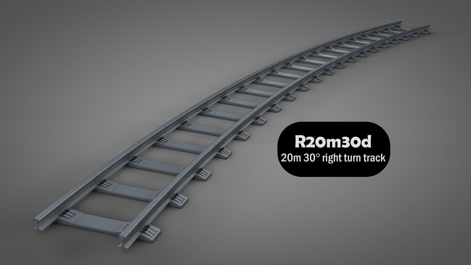 Modular Railway Track Lite Collection Low-poly 3D model_14