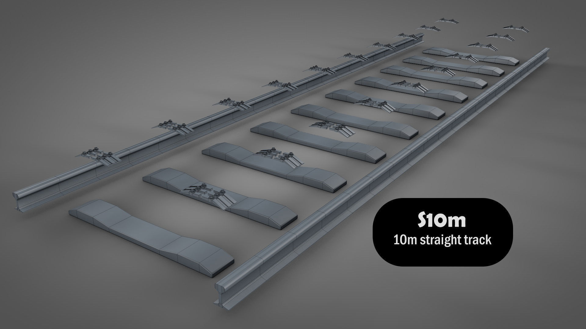 Modular Railway Track Lite Collection Low-poly 3D model_3
