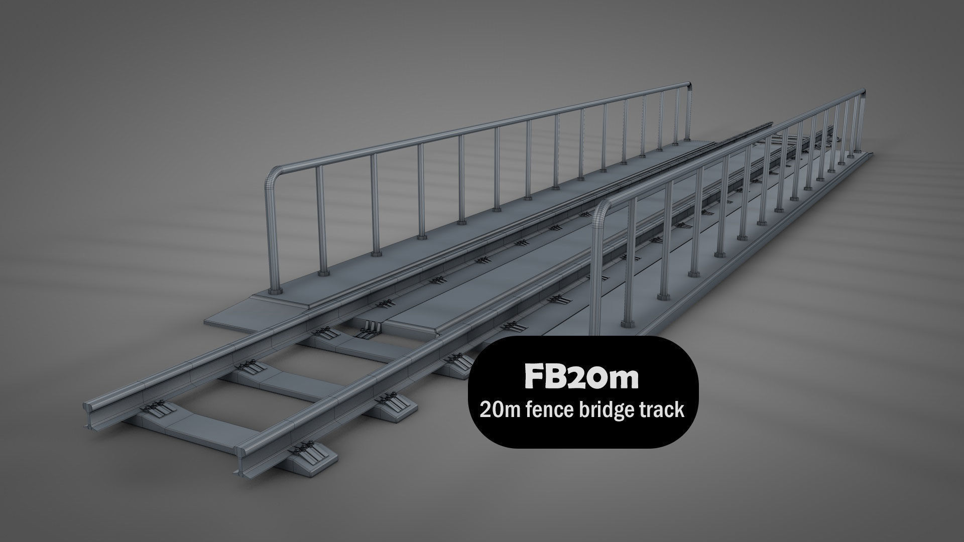 Modular Railway Track Lite Collection Low-poly 3D model_20