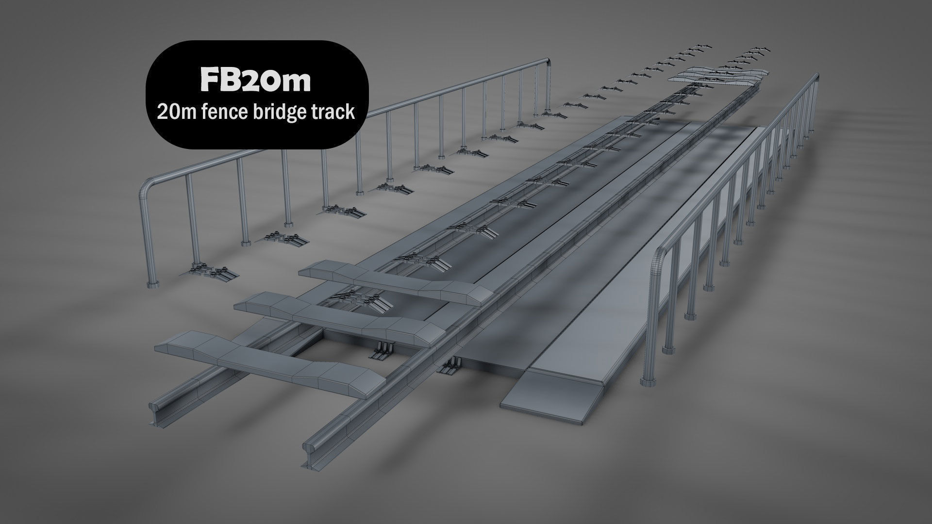 Modular Railway Track Lite Collection Low-poly 3D model_21