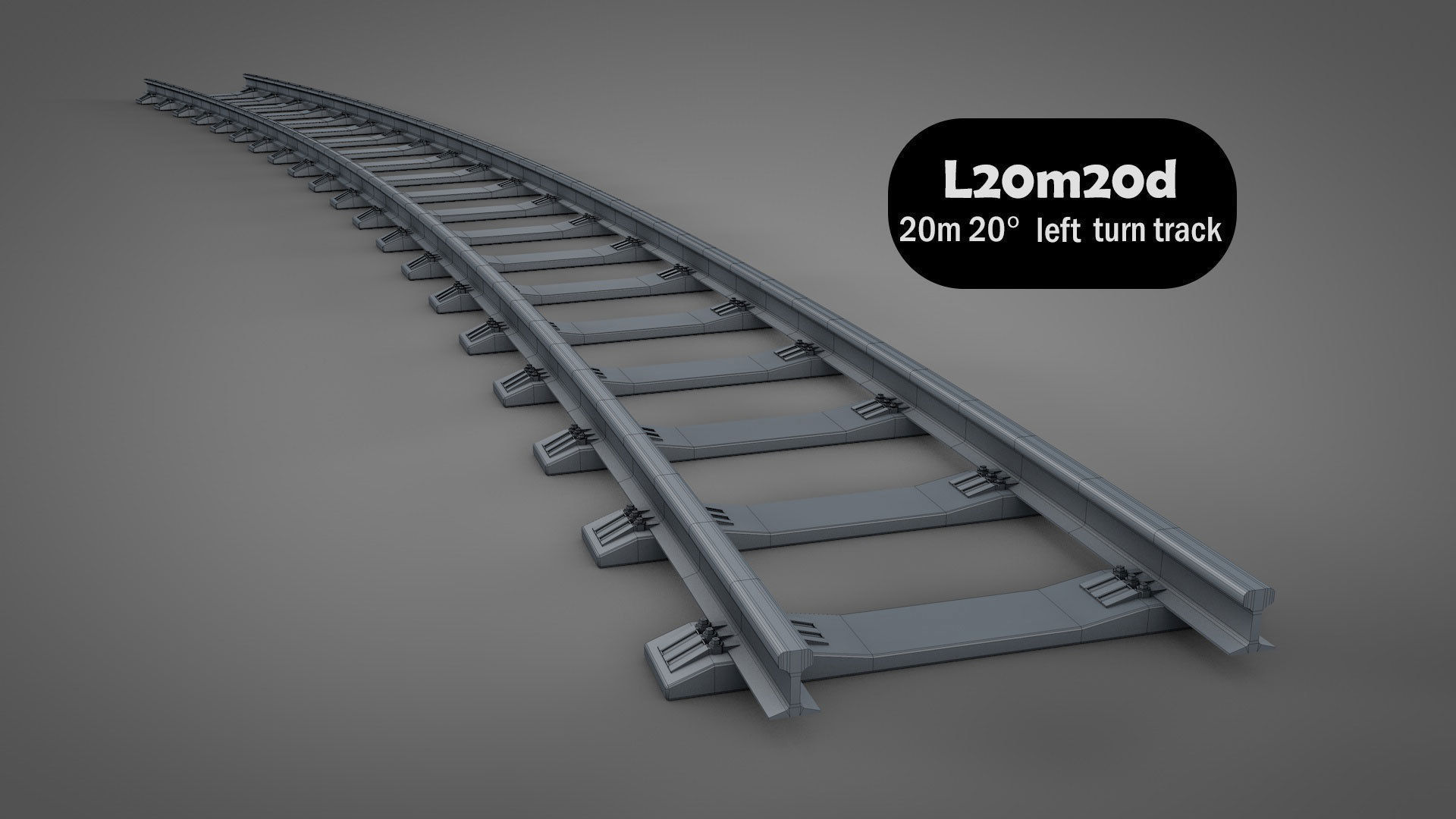 Modular Railway Track Lite Collection Low-poly 3D model_12