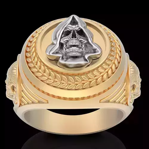Skull gown ring silver gold printable jewelry 3D model