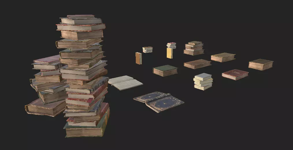 Book 4K PBR GameReady old books Low-poly 3D model_0