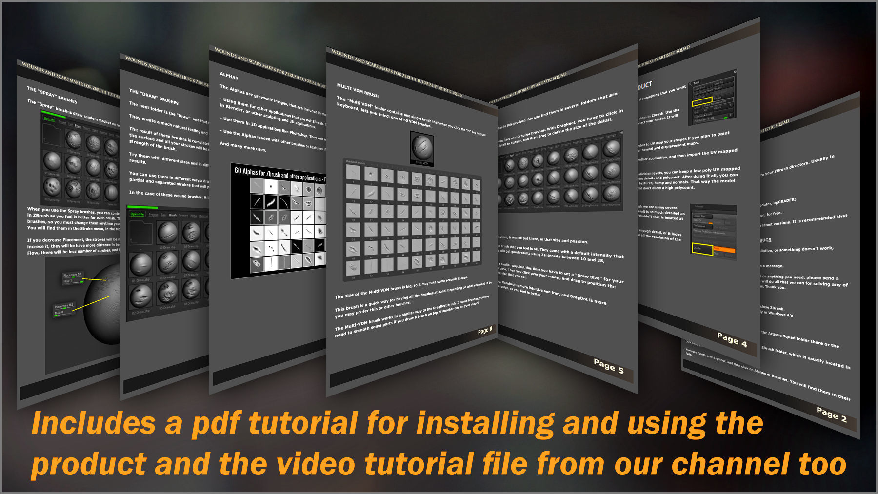 Wounds and Scars Maker 300 ZBrush Brushes 60 Alphas 3D model_13