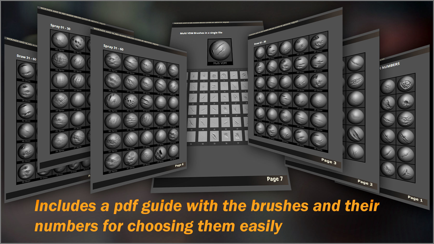 Wounds and Scars Maker 300 ZBrush Brushes 60 Alphas 3D model_14