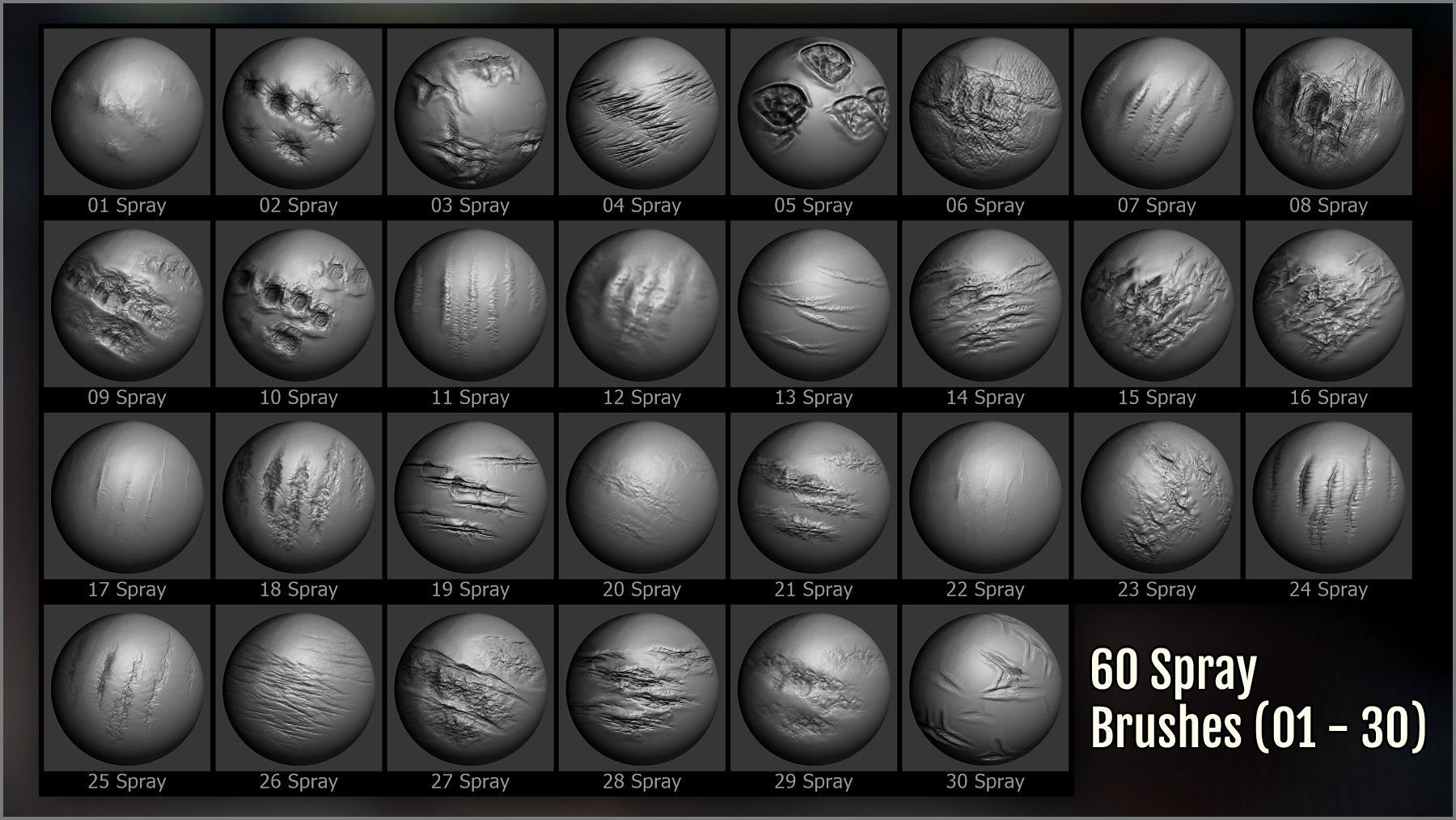 Wounds and Scars Maker 300 ZBrush Brushes 60 Alphas 3D model_9