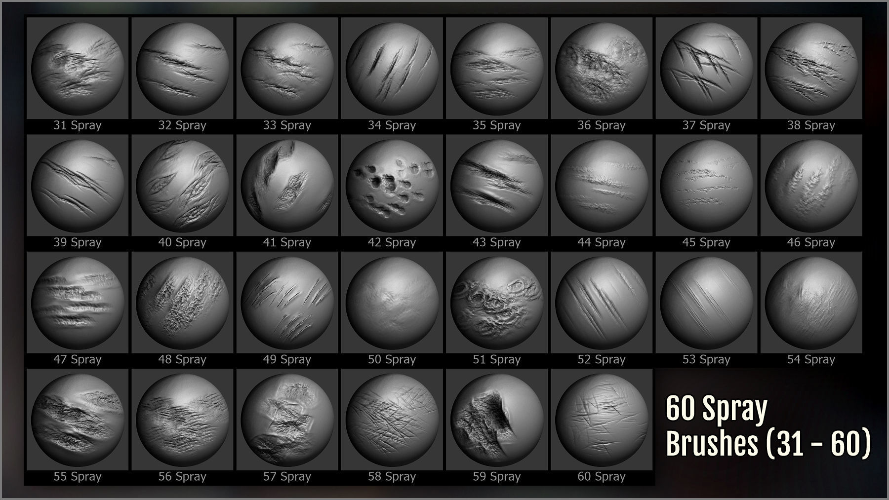 Wounds and Scars Maker 300 ZBrush Brushes 60 Alphas 3D model_10